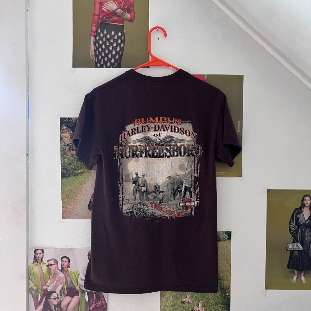 Harley Davidson Authentic Murfreesboro Tennessee Brown and Orange Tee T-shirt